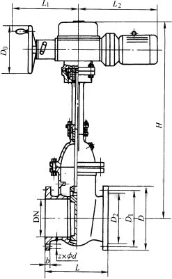 Z941T/W/H型鑄鐵電動(dòng)楔式法蘭閘閥PN10~PN16外形尺寸圖